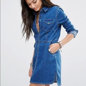 Free People Long Sleeve Denim Dress